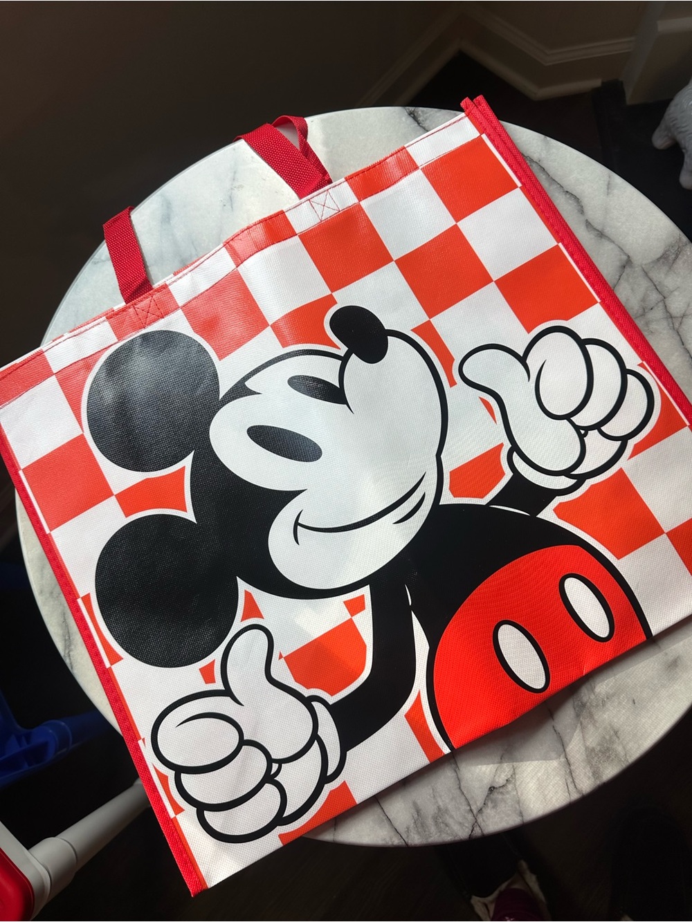 Disney Mickey Mouse Orange Checkered Reusable Tote Bag
